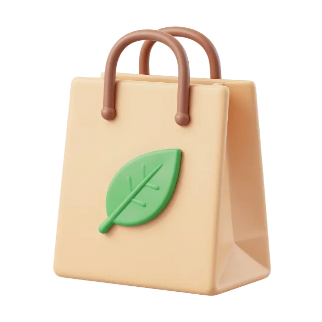 3D Eco Shopping Bag with Leaf Icon