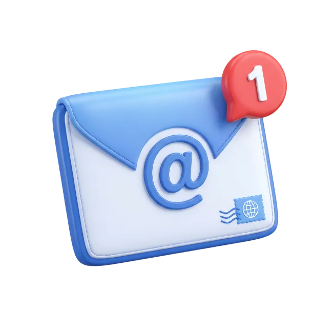 3D Email Envelope Icon with Notification