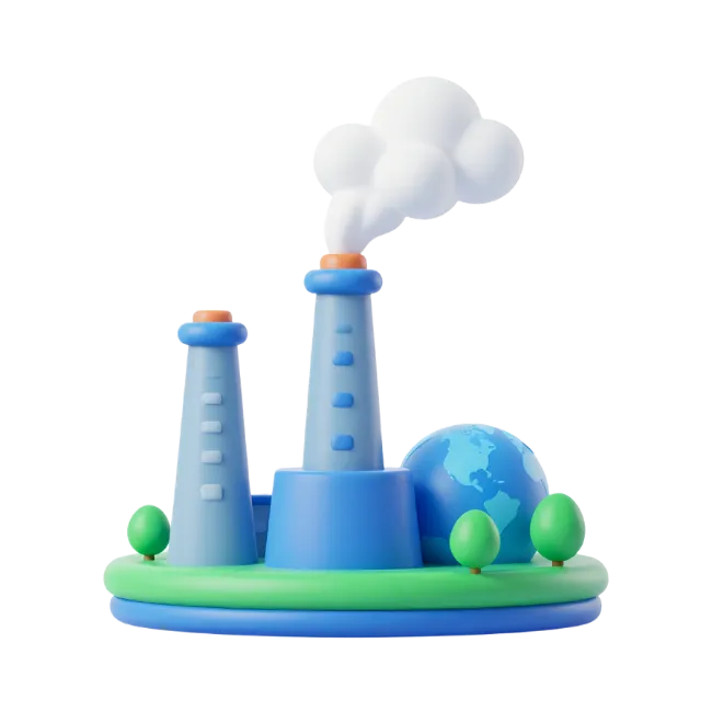 3D Factory and Globe Environmental Concept