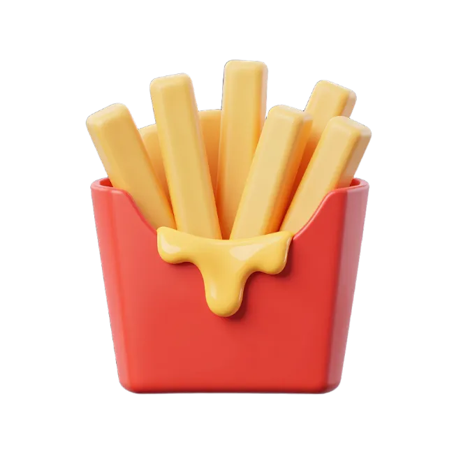 3D French Fries in Red Holder
