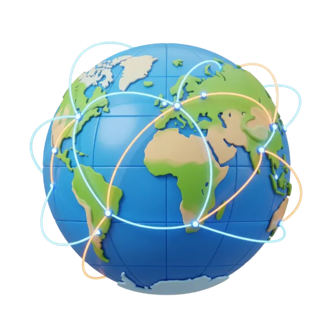 3D Globe with Global Network Connections