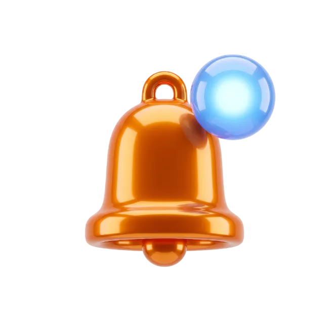3D Glossy Orange Bell Icon