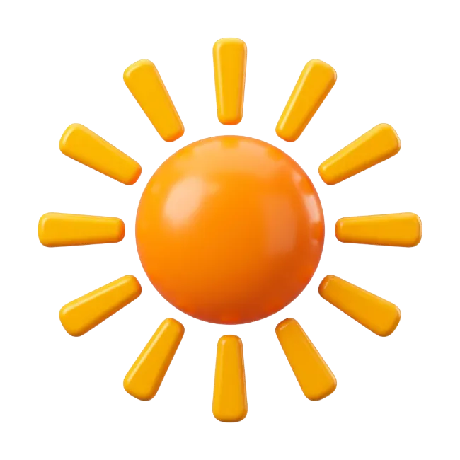3D Glossy Orange Sun Icon