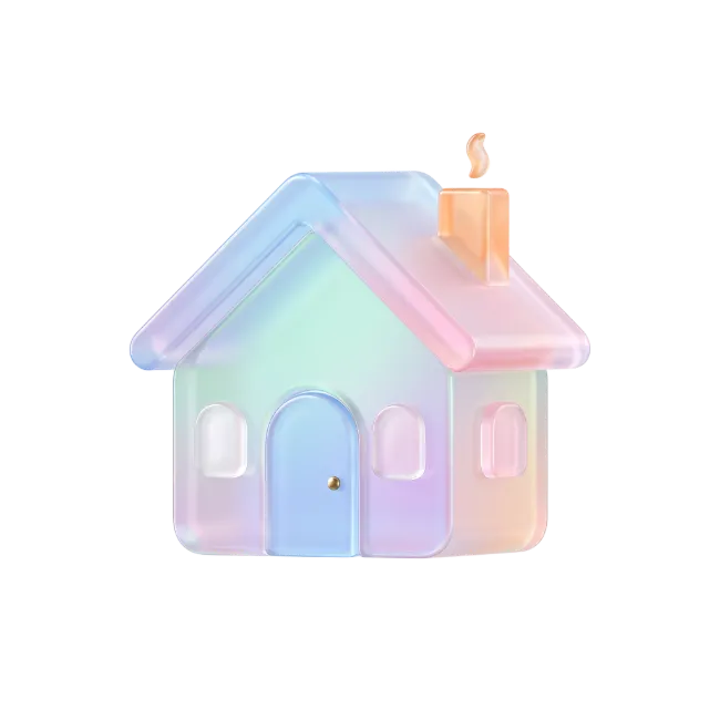 3D Glossy Pastel House Icon
