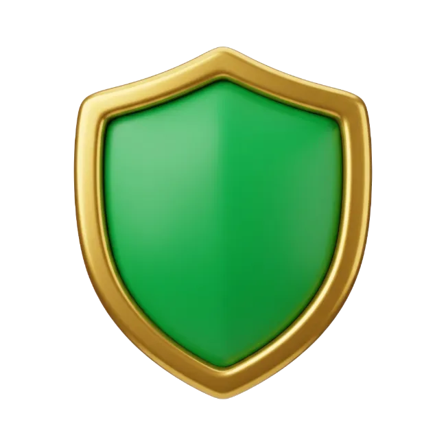3D Green and Gold Protection Shield Icon