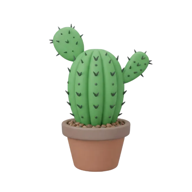 3D Green Cactus in a Pot