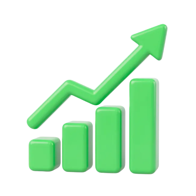 3D Green Growth Chart and Arrow