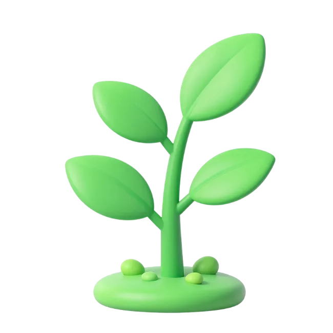 3D Green Leafy Plant Sprout