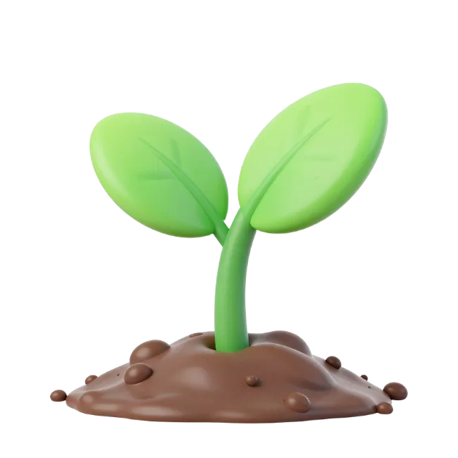 3D Green Sprout Growing in Soil