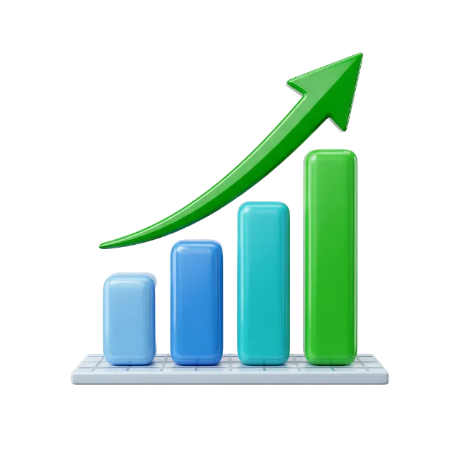 3D Growing Bar Chart with Arrow