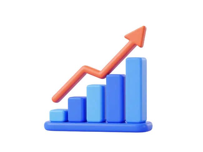 3D Growth Chart and Arrow