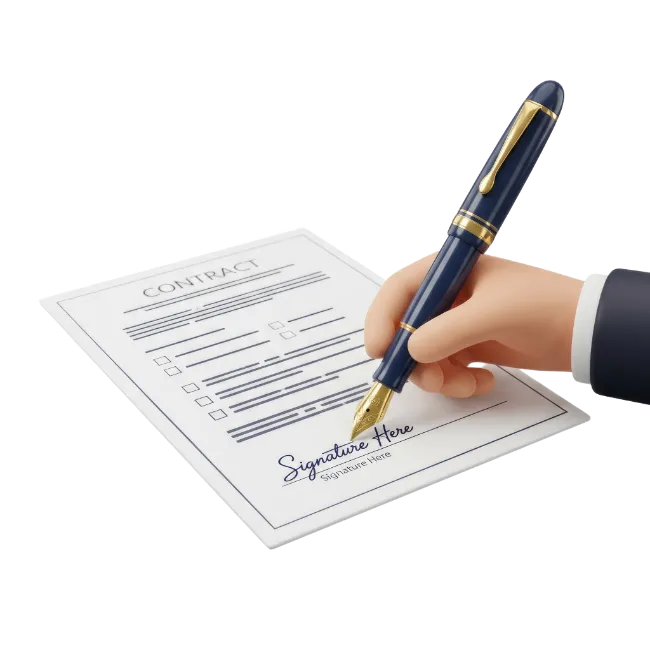 3D Hand Signing Contract with Fountain Pen