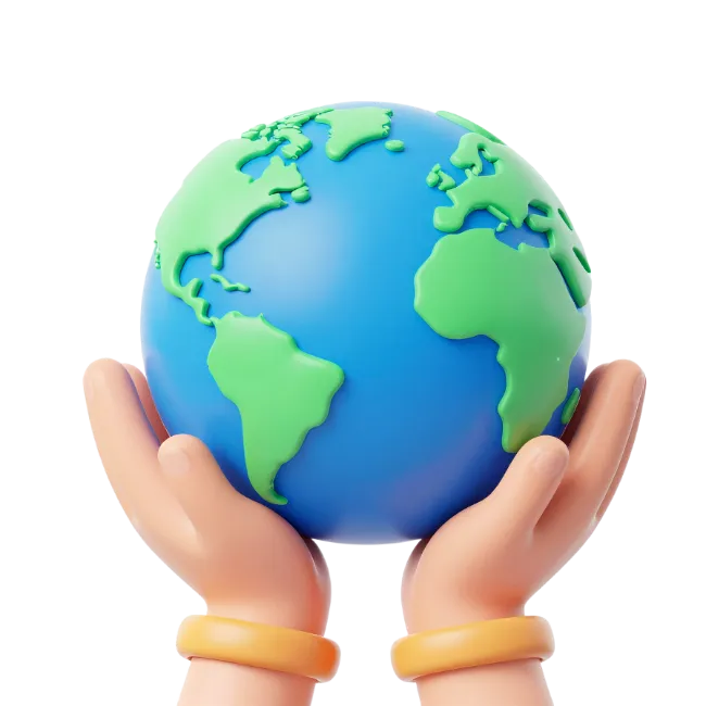3D Hands Holding the Earth Globe
