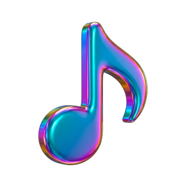 3D Iridescent Musical Note Symbol