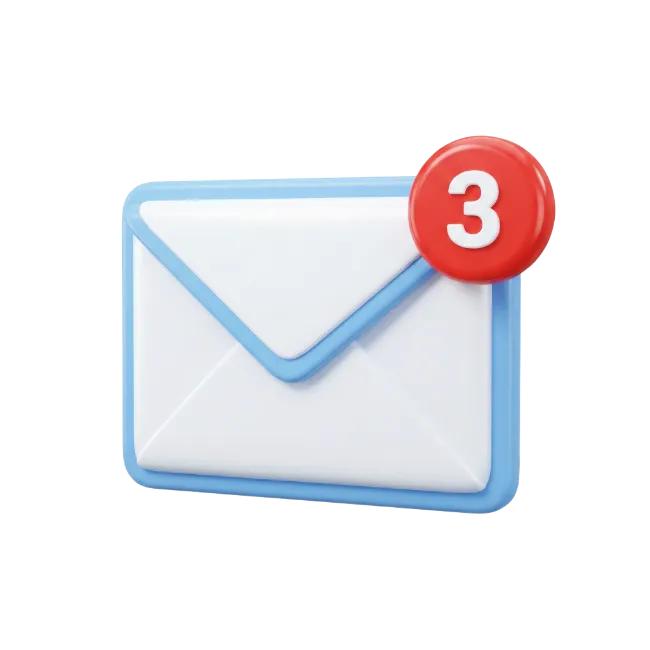 3D Mail Icon with Notification Badge
