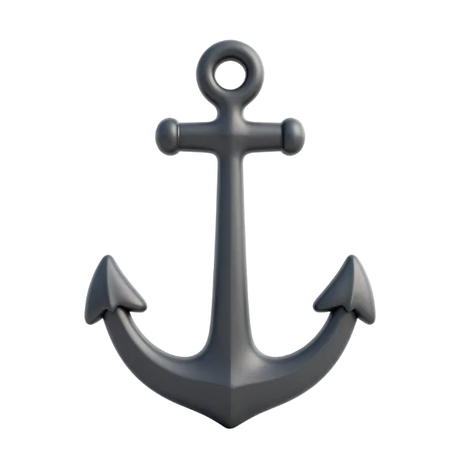 3D Metal Ship Anchor Illustration