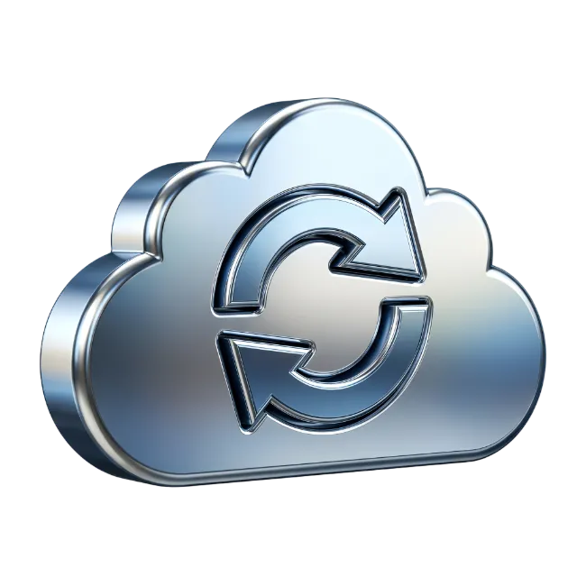 3D Metallic Cloud Sync Icon