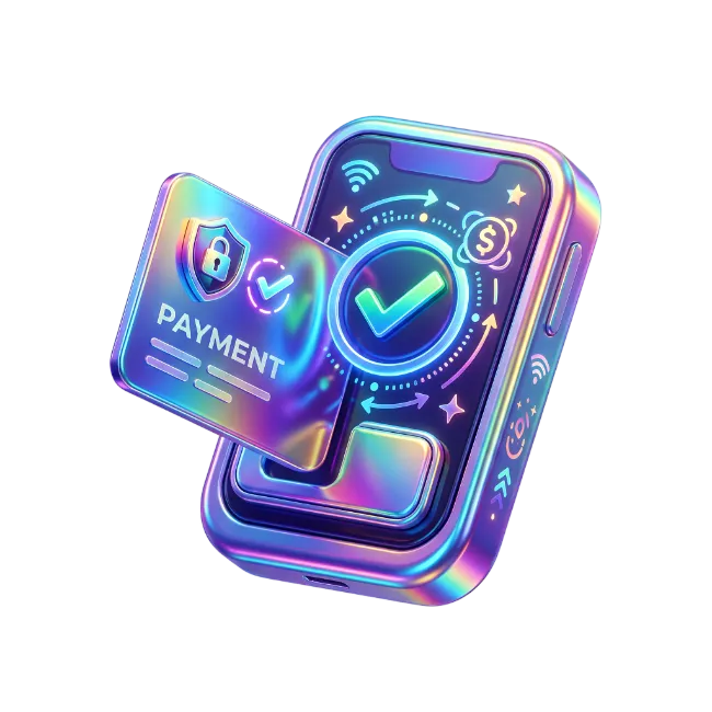 3D Mobile Payment Icon with Checkmark and Shield