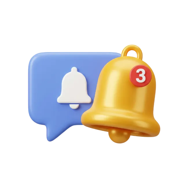 3D Notification Bell and Speech Bubble Icon