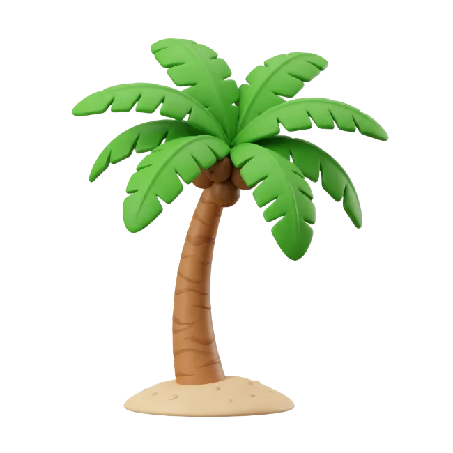 3D Palm Tree with Sand Base