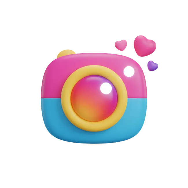3D Pink and Blue Camera Icon