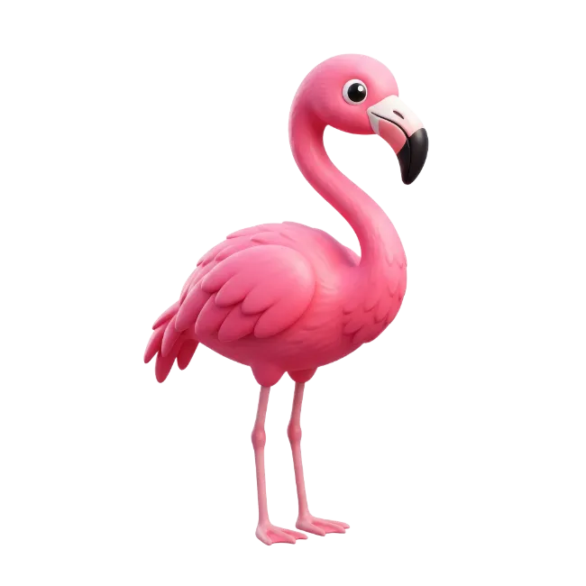 3D Pink Flamingo Bird Render