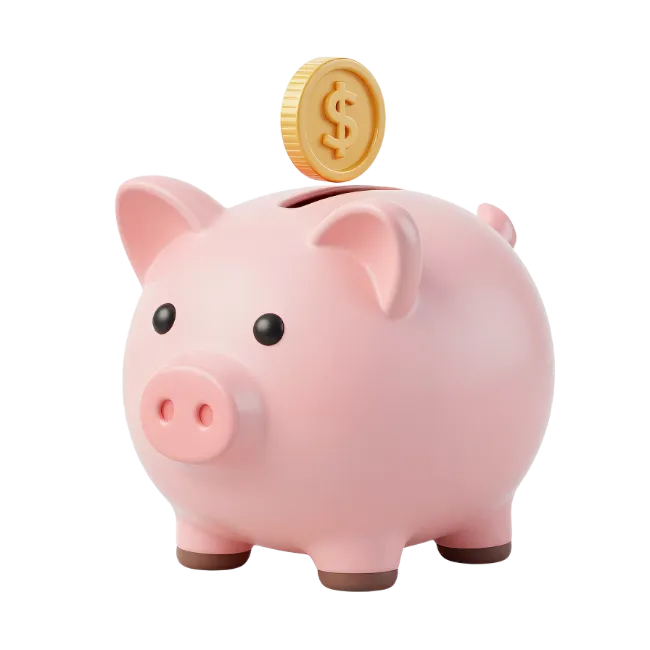 3D Pink Piggy Bank with Gold Coin
