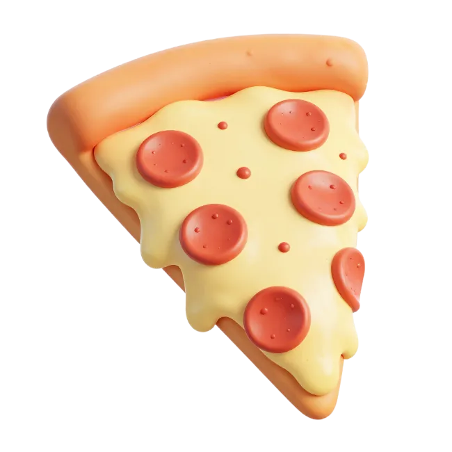 3D Pizza Slice Icon with Pepperoni