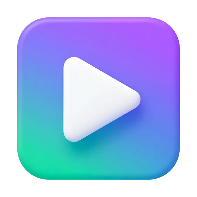 3D Play Button Icon on Gradient Background