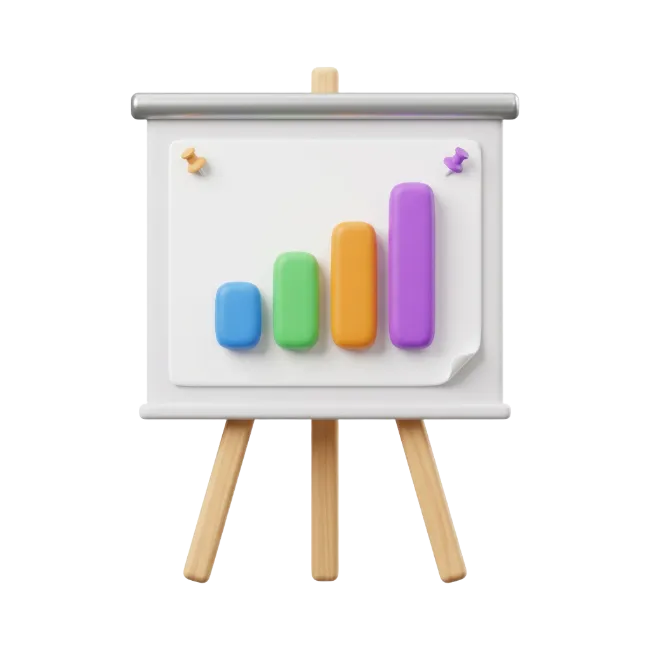 3D Presentation Board with Business Growth Chart