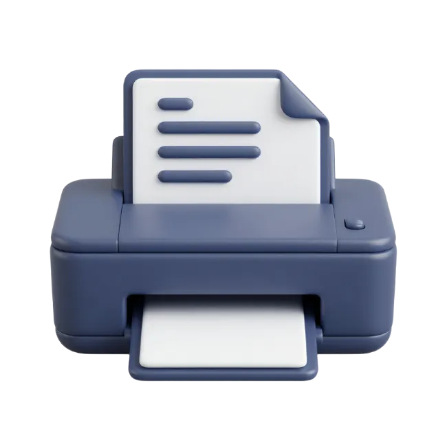 3D Printer Icon with Paper Document