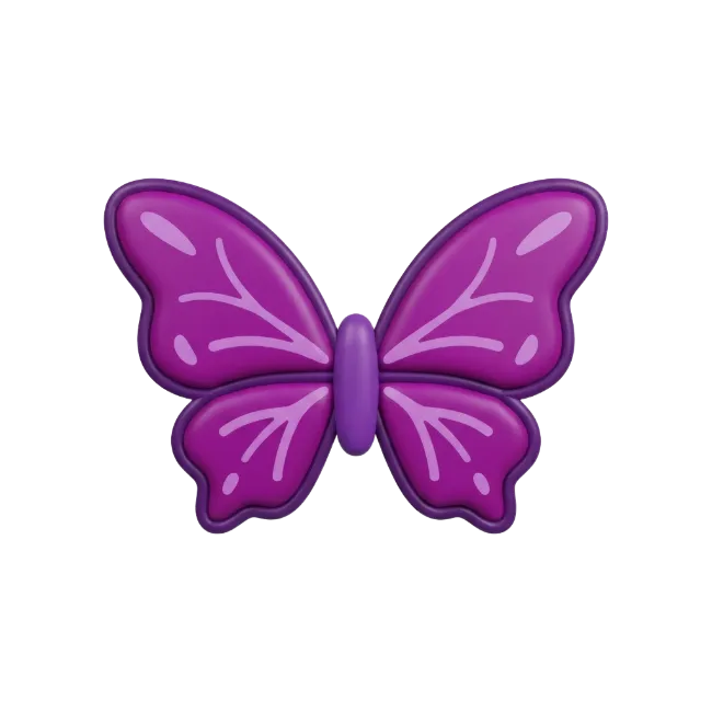 3D Purple Butterfly Icon