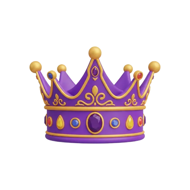 3D Purple Royal Crown with Jewels