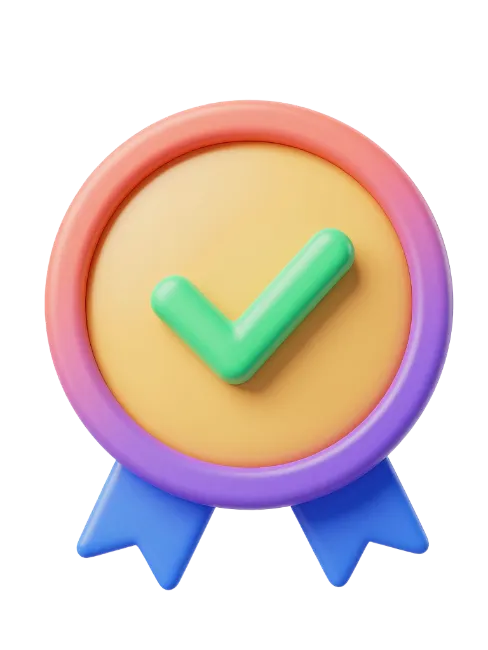 3D Quality Approval Badge with Checkmark