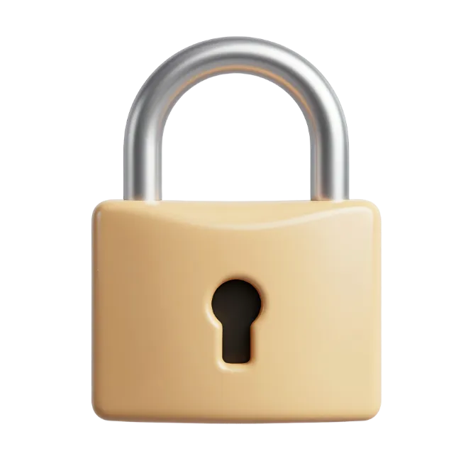 3D Render of a Gold Padlock