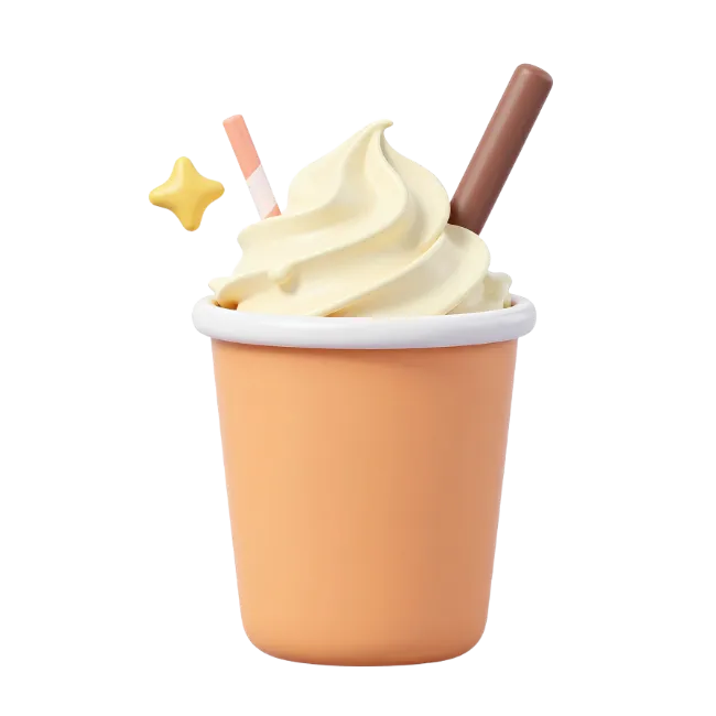 3D Render of Ice Cream Cup with Toppings