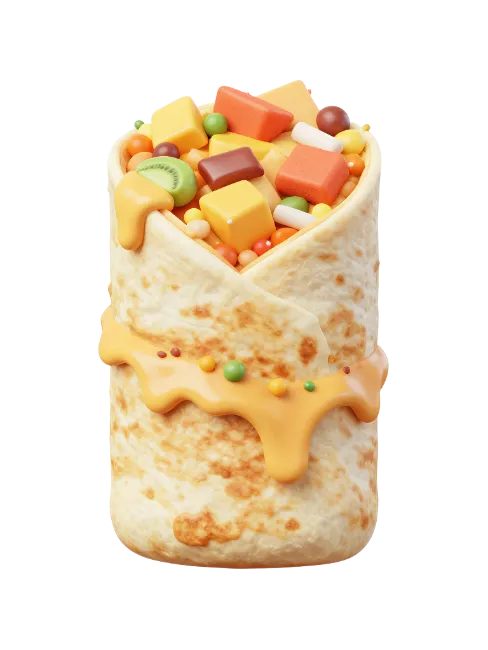 3D Rendered Delicious Burrito with Melted Cheese and Toppings
