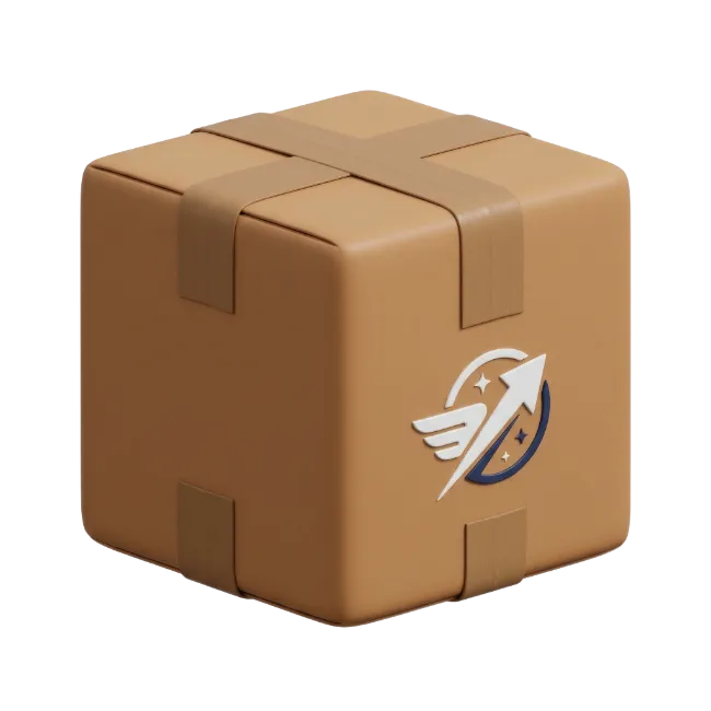 3D Rendered Delivery Box with Arrow Logo