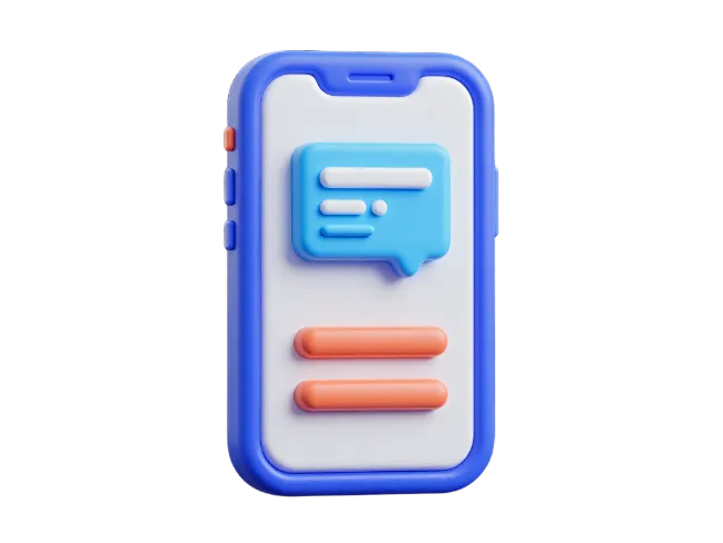 3D Smartphone with Message Bubble Icon