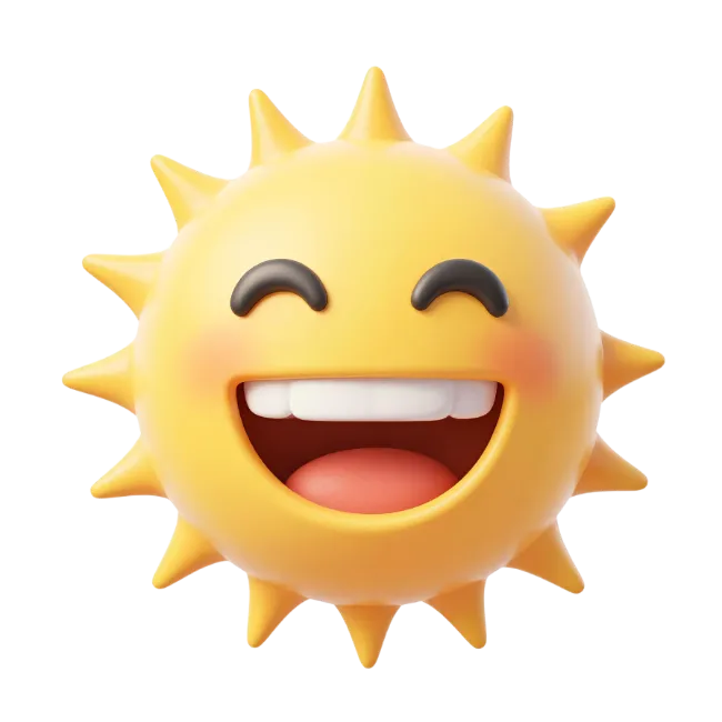 3D Smiling Sun Illustration