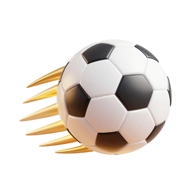 3D Soccer Ball in Motion with Golden Spikes