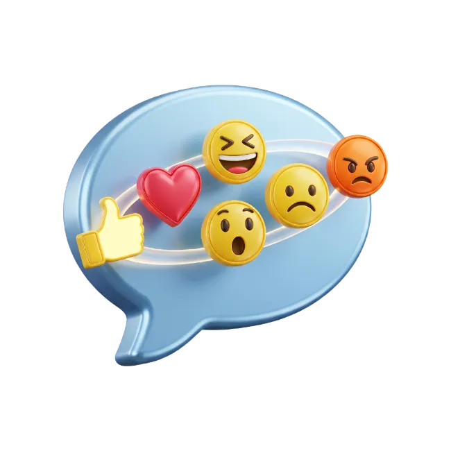 3D Social Media Speech Bubble with Emojis