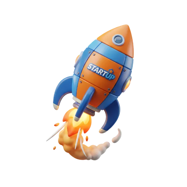 3D Startup Rocket Launch Illustration