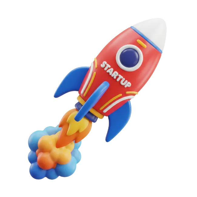 3D Startup Rocket Launch Illustration