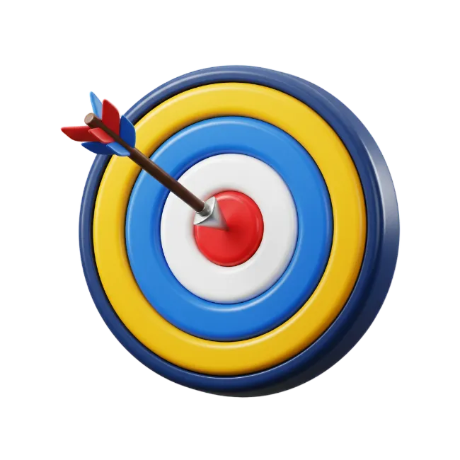 3D Target with Arrow Hitting Bullseye