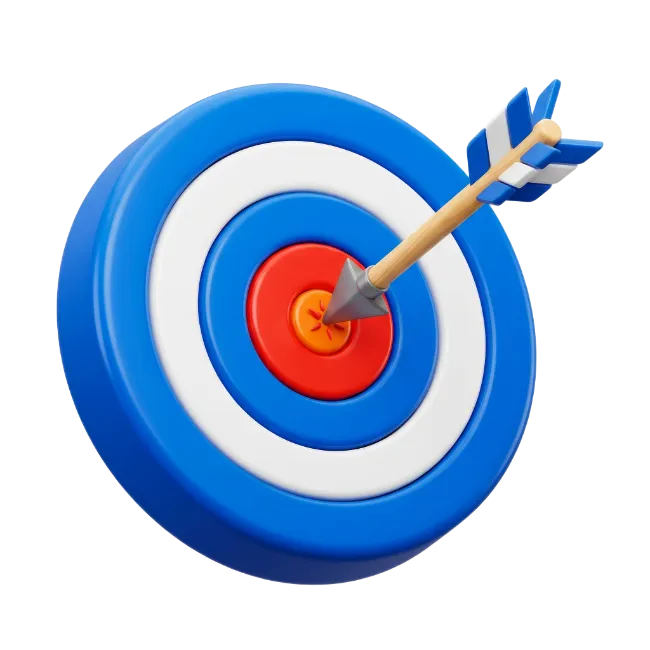 3D Target with Arrow Hitting Bullseye