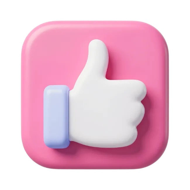 3D Thumbs Up Icon on Pink Background