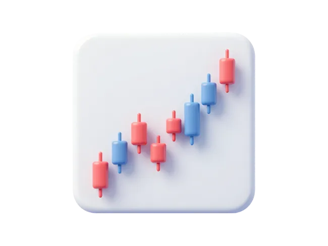 3D Trading Chart Icon Showing Upward Financial Growth