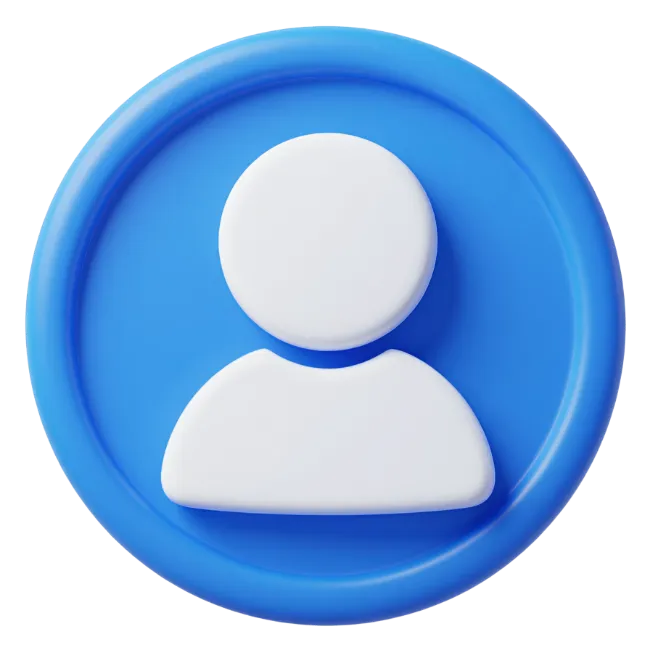 3D User Profile Icon in Blue Circle