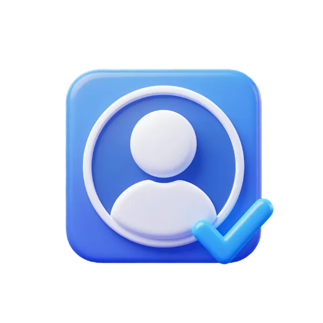 3D User Profile Icon with Checkmark